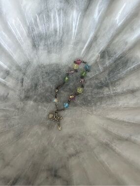 Colorful Beaded Religious Charm Bracelet with Cross